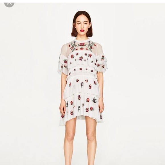 zara white tiered dress